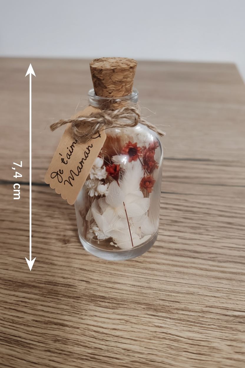 Mini fiole fleurie avec mesure 7,4 cm